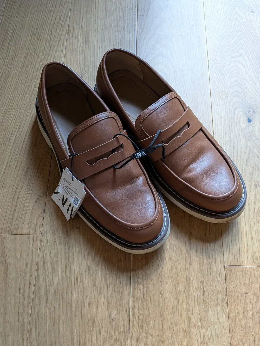 Zara Leather Penny Loafers